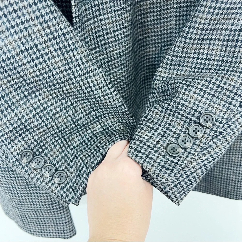 Lauren Ralph Lauren Houndstooth Wool Single Breasted Blazer Coat Size 50L